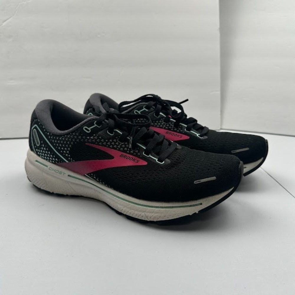 Brooks Ghost 14 Shoes Womens 10 Black Pink Cushioned Road Running Sneakers